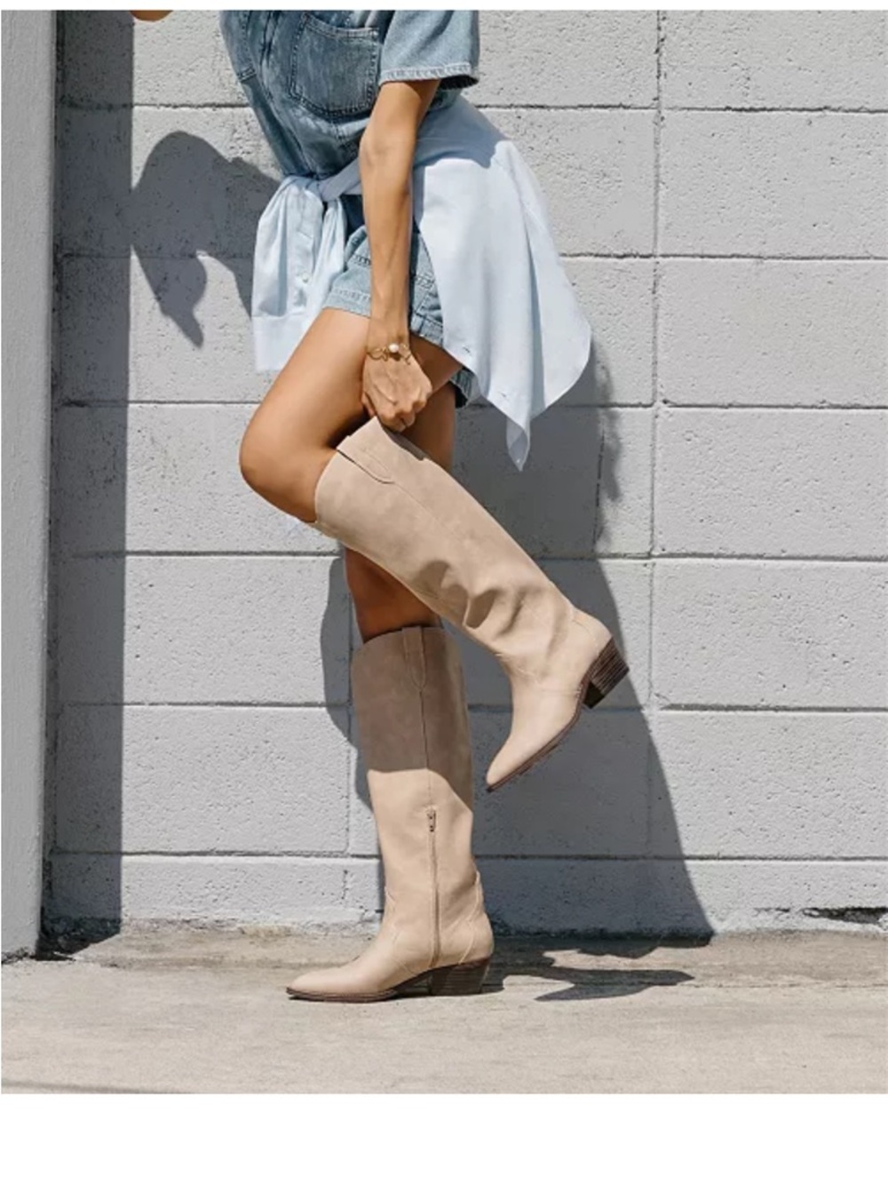 Dolce Vita Kit Women's Tall Western Knee-High Boot Dune Size 9